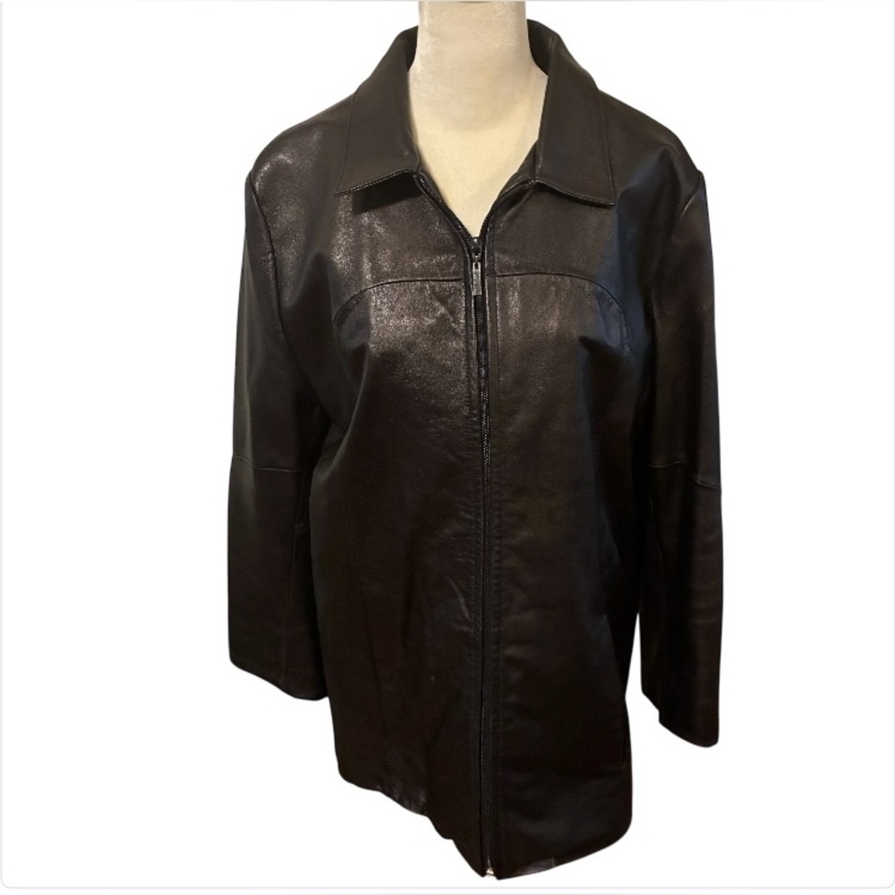 Wilsons Leather Coat Sz L Vtg 90s Pelle Studio Moto Trench Classic